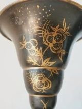 Paire de cassolettes Art Déco en laiton émaillé – années 30
