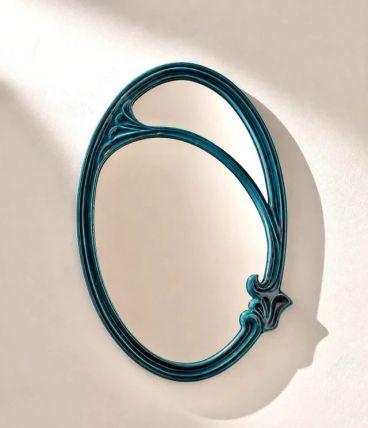 Miroir de style Art Nouveau en fonte émaillée –  années 80