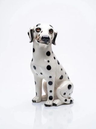 Statue de chien dalmatien en céramique – Italie, Circa 1970