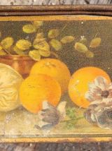 Boîte en tôle lithographiée nature morte fin XIXème début XX