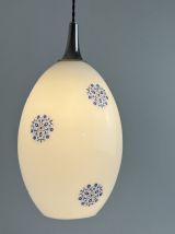 ANCIENNE GRANDE SUSPENSION OVOÏDE 1970 EN OPALINE VINTAGE