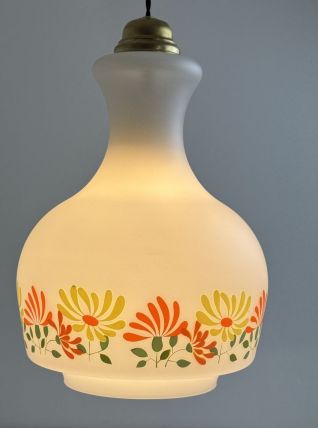 ANCIENNE GRANDE SUSPENSION OPALINE 1970 VINTAGE