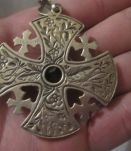 ancien pendentif croix Jérusalem et chaîne argent