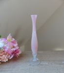Vase Romantique Soliflore Rose en Opaline avec Pied Torsadé 