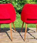 Duo chaises moumoute rouge années 60