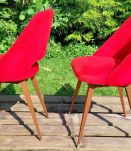 Duo chaises moumoute rouge années 60