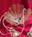 lustre coquille rose art deco 1930 verre moulé epais  non si