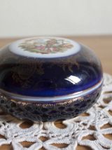 bonbonnière porcelaine bleue et doré