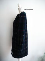 Manteau oversize tartan écossais col Claudine laine vierge vintage 50's 60's