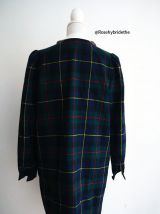 Manteau oversize tartan écossais col Claudine laine vierge vintage 50's 60's