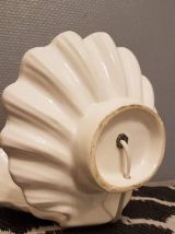 lampe coquille vintage en céramique et opaline blanches 