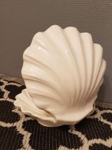 lampe coquille vintage en céramique et opaline blanches 