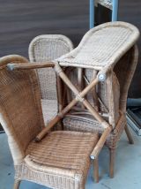 4 chaises rotin vintage 1970 avec  pastille