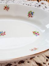 Petit plat de service ovale ancien modèle "FLORAL" faïenceri