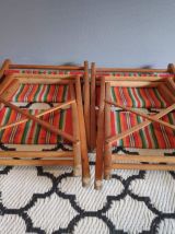 chaises pliantes vintage en bois et tissu basque 