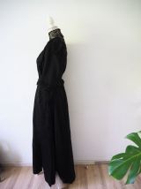 Antique ensemble victorien en satin de soie noir 1900s