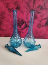 carafes empoli bleues avec bouchon flamme