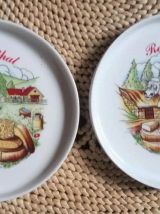 6 assiettes à fromage en porcelaine (L'hirondelle)