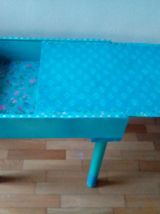 Table basse coulissante, rangement, bleu turquoise