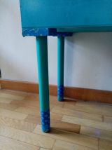 Table basse coulissante, rangement, bleu turquoise