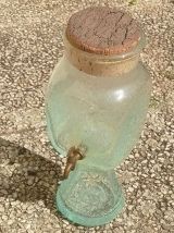 fontaine en verre  bullé avec robinet, vintage