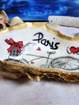 Coquille huître décor de Paris, cadeau Saint-Valentin.