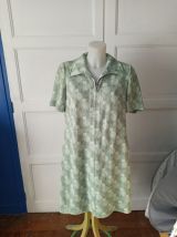 Robe chemise vert anis et gris zippée vrai vintage