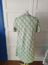 Robe chemise vert anis et gris zippée vrai vintage