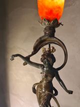 grande lampe art nouveau 1900  regule belle patine tulipe pa