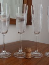 Lot 6 flutes à champagne gravées belle qualité