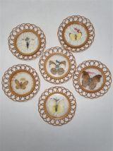 Ensemble de 6 sous-verres au décor de papillons