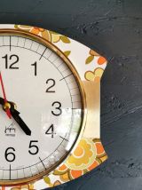 Horloge vintage pendule murale silencieuse Japy fleurs