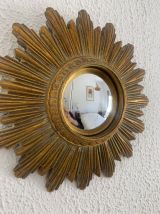 Miroir vintage 1960 soleil oeil de sorcière or - 22 cm