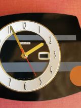 Horloge formica vintage pendule murale silencieuse Bayard