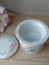 Tasse fleurie avec filtre à thé et couvercle, tisanière en c
