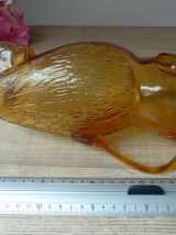 Pichet cruche zoomorphe chouette hibou en verre jaune