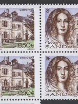 Bloc De 4 Timbres George Sand 2004 Yt 3645 sans la couleur