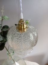 Lampe baladeuse suspension vintage verre texturé