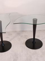 2 tables basses demi-lune aux formes organiques 