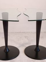 2 tables basses demi-lune aux formes organiques 