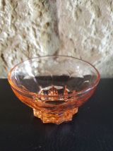 6 coupelles verre rose pied étoile