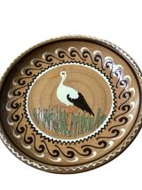 Assiette ou plat terre cuite Alsace cigogne vintage