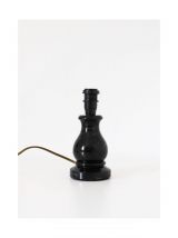 Petite lampe ancienne pied en bois laqué noir et abat-jour i