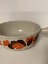 Poêlon Le Creuset orange à fleurs ,vintage 70 s