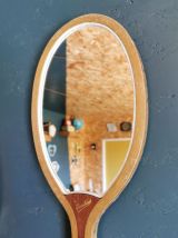 Miroir mural ovale bois raquette tennis vintage "Excelior"