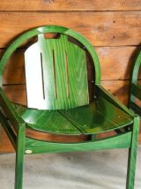 Salon chaise Baumann "ARGOS" en Bois Vert intense 1980