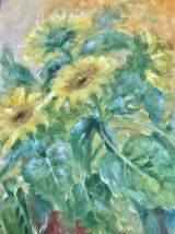 Acrylique sur toile "Tournesols en pot"