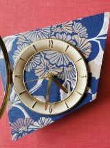 Horloge vintage pendule murale silencieuse Fleurs bleu