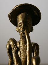 Statuette Bronze Le Viel Homme à La Pipe-Mali