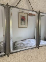 Miroir vintage 1930 triptyque barbier cristal bourgogne - 28